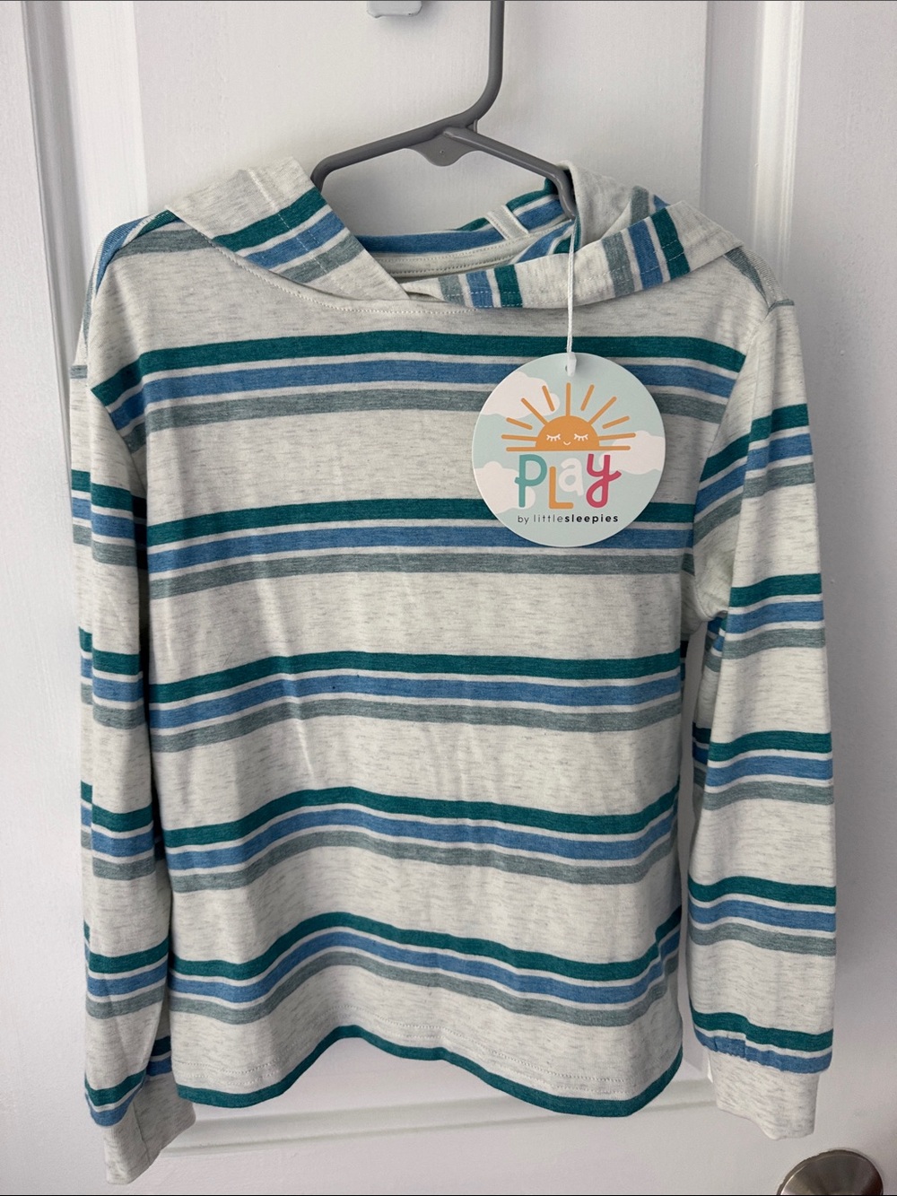 NWT Little Sleepies Blue & Teal Striped Kids Hoodie